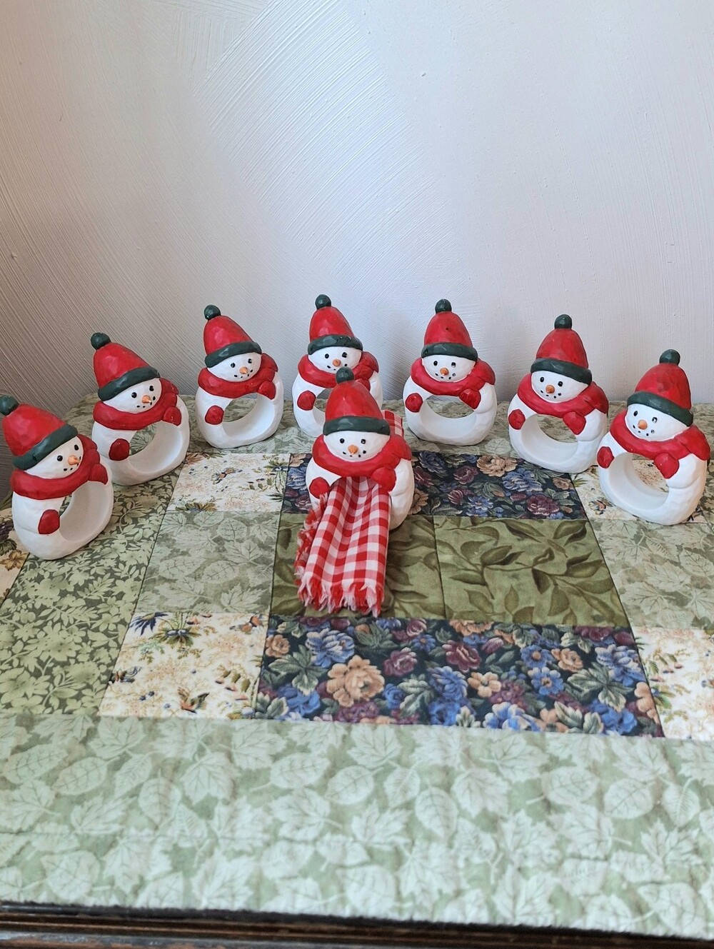 Vintage Department 56 Porcelain Snowman Napkin Rings, 8 Piece Set ☃️